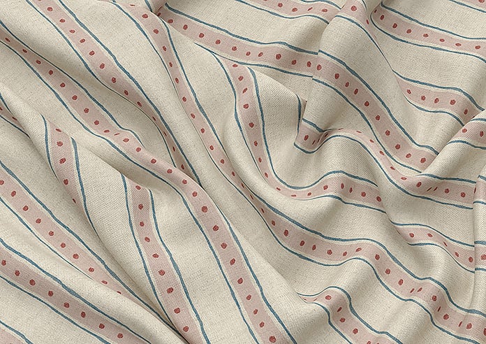 Emily Bond Block Printed Stripe, Pink & Blue - Roman Blind - Image 4